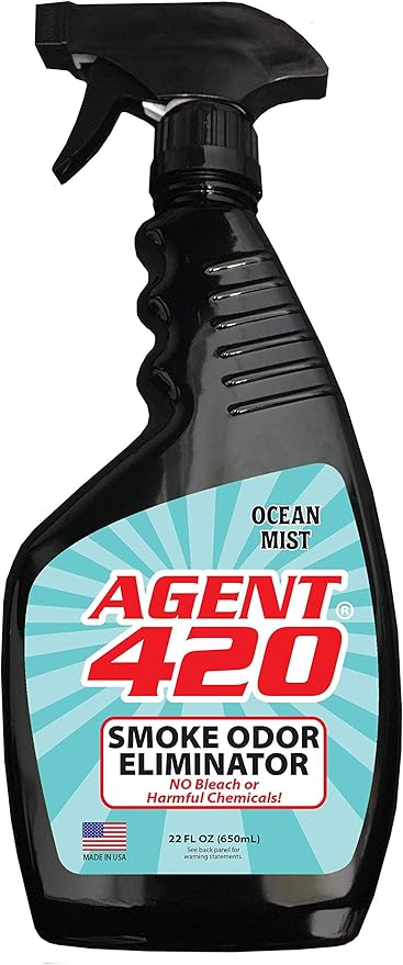 Agent 420 Odor Eliminator Trigger Spray, Ocean Mist, 22 oz — Tea Tree Oil Breaks Down Smoke at the Molecular Level