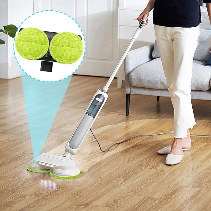 15PCS Reusable Water-Absorbent Spin Mop Pads, 5.9 & 6.3 Inch Round Microfiber Refill for Floor Cleaning