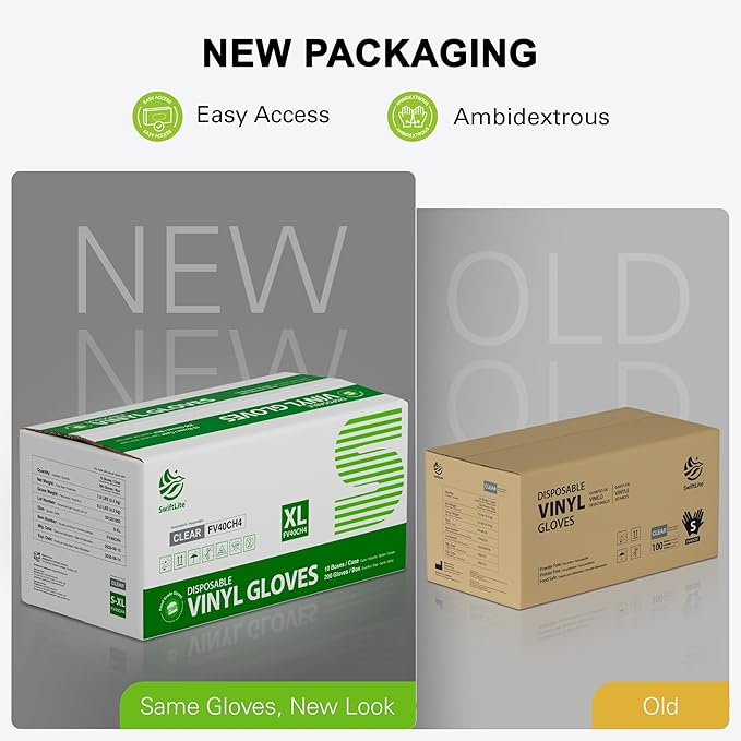 Disposable Vinyl Gloves, Food Safe, Latex-Free Powder-Free Clear Plastic Gloves for Cooking, House Clean, Food Prep