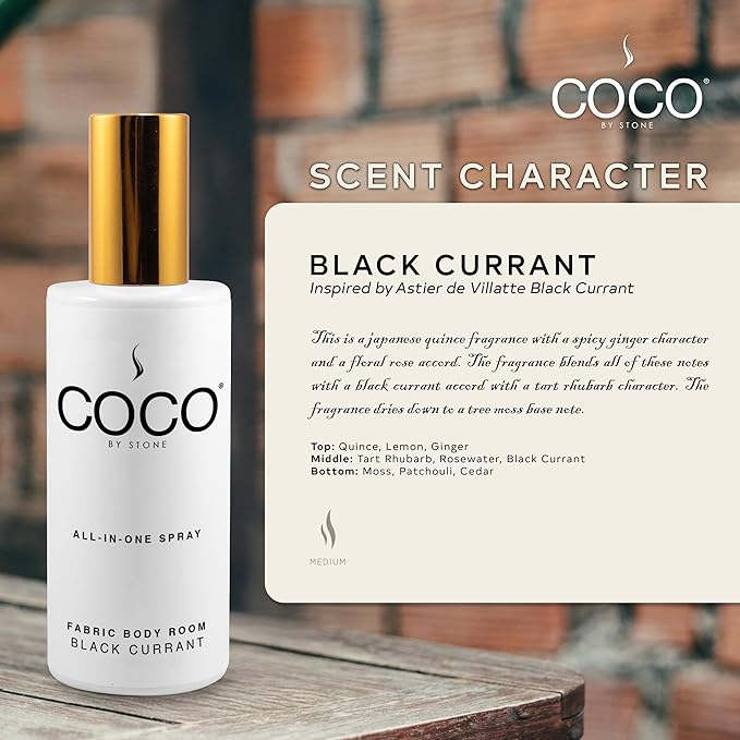 COCO by Stone 5oz All-in-One Spray (Black Currant) Shake & Spray Formula for Fabric, Pillows, Interiors, Clothing, Home Fragrance Accessories, Room Perfume, Room Deodorizer, Vegan & Cruelty-Free