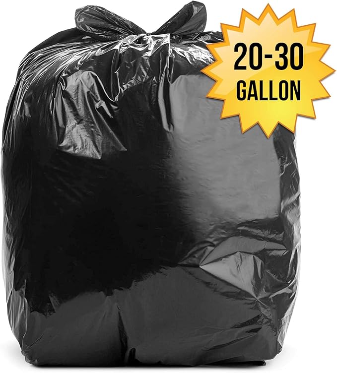 Aluf Plastics CXP Series 20-30 Gallon Trash Can Liners (100 Count) - 30" x 36" - Thick 1.5 MIL (Equivalent) Black Trash Bags for Bathroom, Kitchen, Office, Industrial, Commercial, Recycling and More
