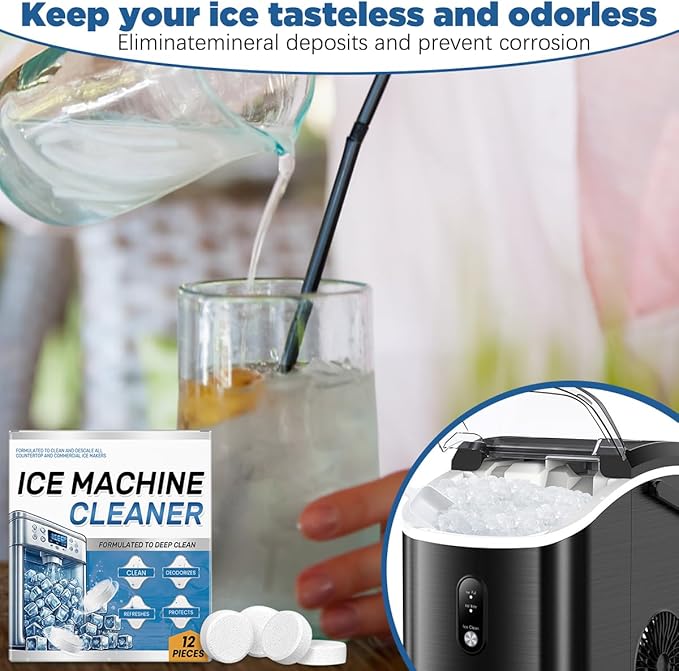 Ice Machine Cleaner Maker Descaler - 24 Clean Tablets for Ice Machine, Compatible with Opal, Kitchenaid, Helps Remove Hard Wate