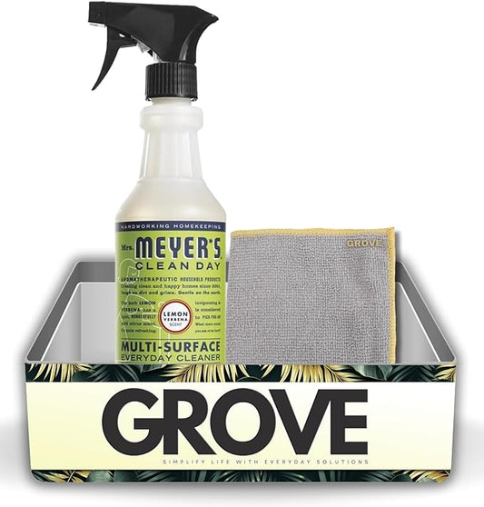 Clean Day Lemon Verbena Scent Multi-Surface Cleaner Spray 16 oz Bundle with Microfiber Cloth - Plant-Derived Formula - Versatile Cleaner for Wood, Tile, Stone, & More Surfaces - (2 Items)
