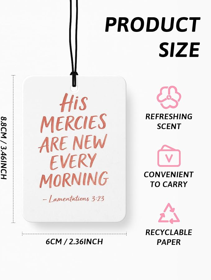Pink Christian Jesus Air Freshener 4 Pcs, Coastal Seagrass Bow Bible Verse Religious Hanging Air Freshener for Cars Closet Drawer Books, Girly Christian Car Accessories Mirror Decor for Women