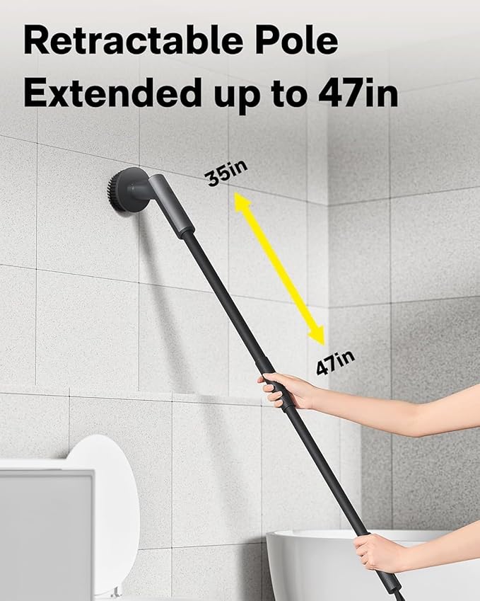 HOTO 3 Pcs Replacement Pads for Cordless Spin Scrubber, Suitable for HOTO Electric Scrubber with Long Handle Only, Power Cleaning Brushes for Bathroom Floor Tile
