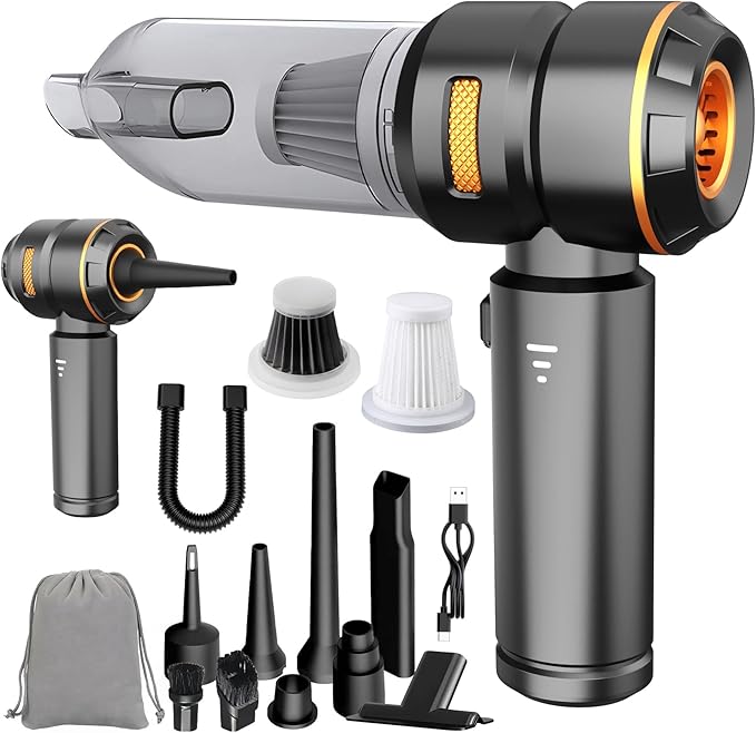 Handheld Car Vacuum Cordless, 22000PA Strong Suction Mini Vacuum Cleaner with Brushless Motor, 4-in-1 Portable Vacuum for Car Detailing, Home, Office & Travel, Black Golden