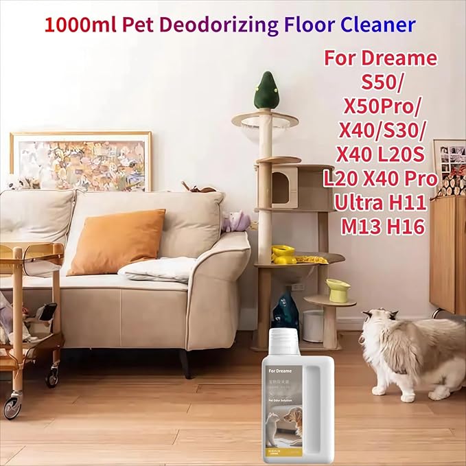 Specially Designed For Pet Stains, Deep Cleaning And Deodorization 1L Floor Cleaner. Compatible With Dreame X50Pro/S50/X40/X40 Pro Ultra/S30/L20S/H11/M13/H16(1 PCS)