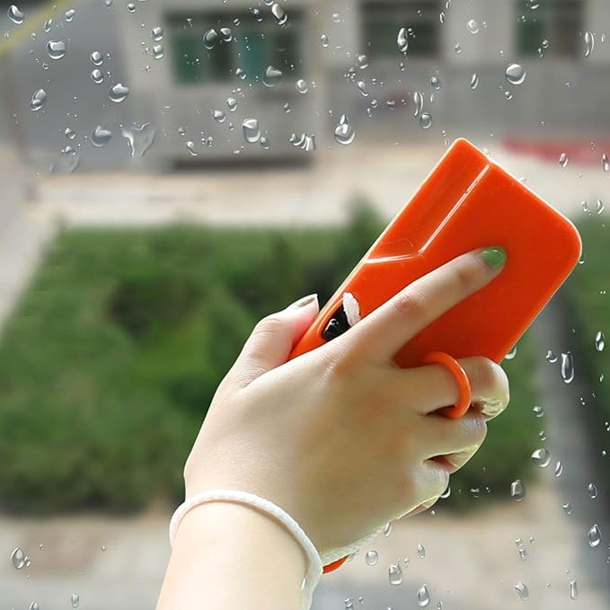 01 Glass Tools, Window Cleaner, Washing Adjustable with 2 Rags Magnetic Glider Car Windshields Mirrors for Home Office(Orange)