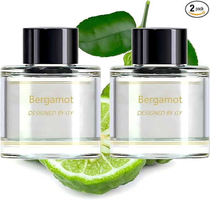 Smart Car Air Freshener Perfume Refill,3.38 fl oz (100ml), lasts 4-12 months, safe for pregnant women and babies (Bergamot-fresh, 2-Pack)