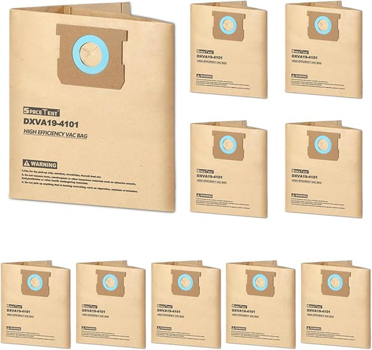 SpaceTent 10 Pack High Efficiency Replacement Filter Bags for DEWALT 6 to 10 Gallon Wet/Dry Vacs - Part # DEWALT DXVA19-4101