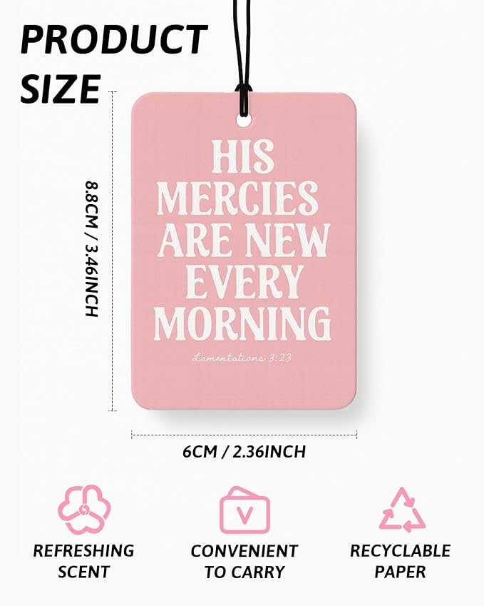Pink Christian Car Air Freshener 4 Pcs Coconut Scented, Coquette Girly Pink Bow Christian Car Accessories Mirror Decor for Women, Religious Hanging Air Freshener for Cars Closet Drawer Books