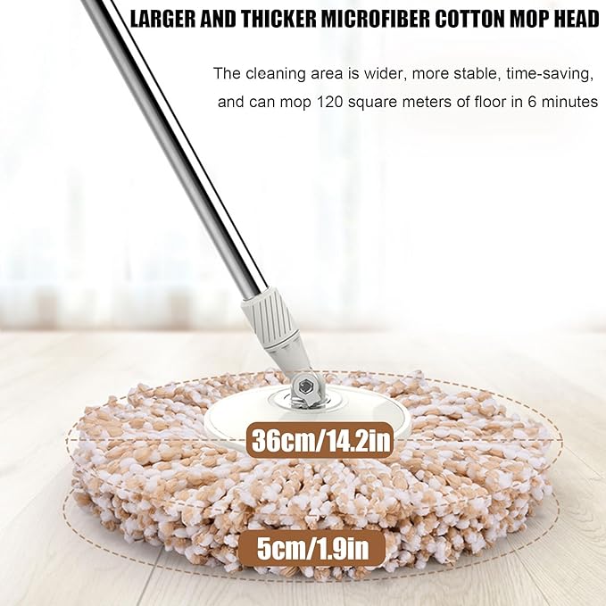 Mop and Bucket Set, Spin Mop and Detachable Inner Mop Bucke Self-Wringing Floor Cleaning System for Hardwood, Wood, Laminate, Tile, Wall with 5 Microfiber Pads