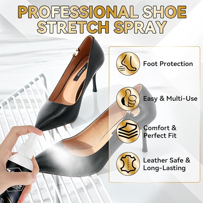 Shoe Stretch Spray, Professional Leather Softener, Used with Shoe Stretcher, Relieve Boot Pinching, for Women and Men, 6.0 FL.OZ