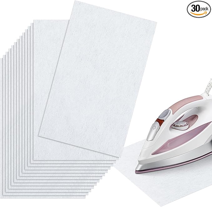 30 Pcs 6 x 10 Inch Hot Iron Cleaner Sheets Faultless Cream Stainless Steel Soleplate Iron Cleaner Kit Lining Cloth