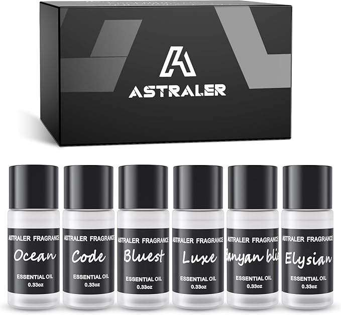 Hotel Series 6-Pack Car Air Freshener Refills (10mL Each) | Smart Diffuser Essential Oil Kit with 6 Unique Fragrances | Long-Lasting Scents for Car Aromatherapy
