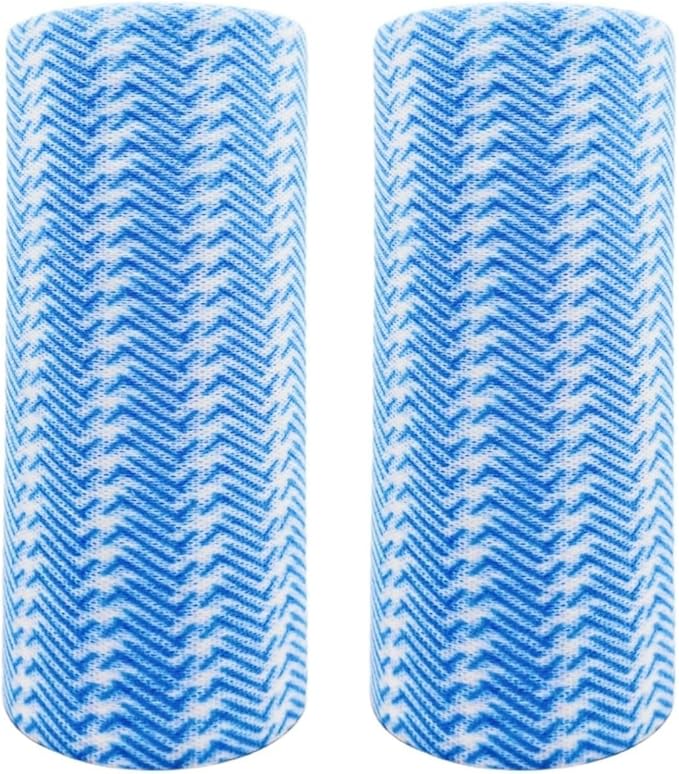 SUZZYVINE Reusable Dish Cloths Disposable Rags For Kitchen Reusable Kitchen Paper Towels All Purpose Cleaning Cloths Handi Wipes On Roll,2 Rolls of 200 Sheets（Blue）