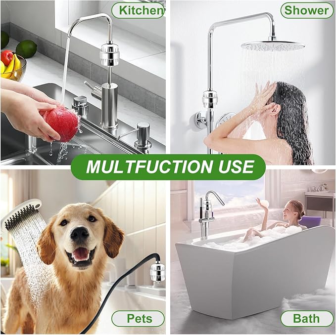 20 Stage High Output Shower HeadShower Filter, Used to Filter Hard Water, with 2 Replaceable Cartridges, Effectively Remove Chlorine and Fluoride, Protecting Your Skin and Hair