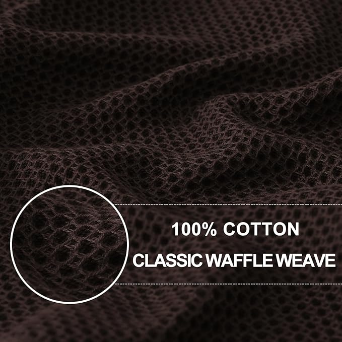 Homaxy 100% Cotton Waffle Weave Kitchen Dish Cloths, Ultra Soft Absorbent Quick Drying Dish Towels, 12 x 12 Inches, 8-Pack, Dark Brown