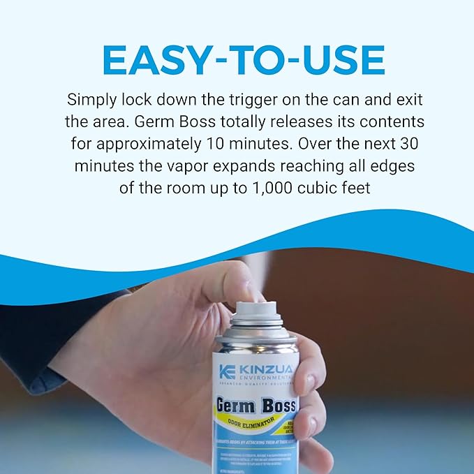 Kinzua Environmental Germ Boss Strong Odor Eliminator, Fast-Acting Cleaning & Deodorizing Fogger, Mold Bomb Fogger for Smell Control with Fresh Scent, Covers Up to 1,000 cu ft, 6 oz, Pack of 3