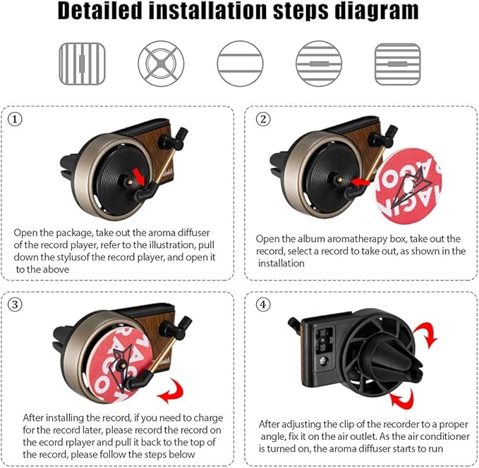 Record Player Car Vent Clips Air Freshener Retro Style Album Cover Car Air Conditioning Outlet Clip Fragrance Diffuser Car Interior Decoration Accessories, Retro Record Player