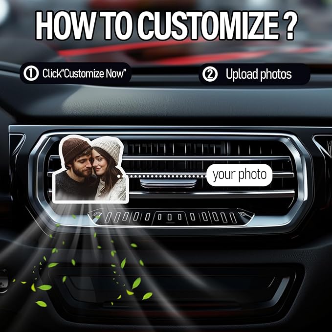 WOCOCN Personalised Car Air Freshener,Vent Clip Unique with Custom Picture,Cute&Meaning Gifts for Women,Friends,lover,Fun Driving Experience (Arcylic AA)