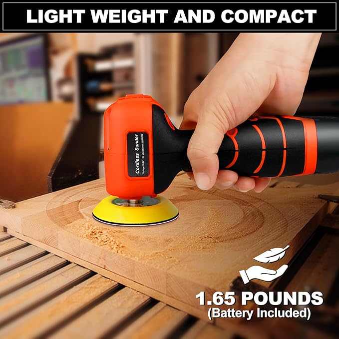 Cordless Sander, 3" Palm Sander with 16.8V 3.0Ah Li-ion Battery, 3500RPM Mini Polisher, 19 Accessories Sanders Tool for Sanding/Polishing/Waxing/Cleaning
