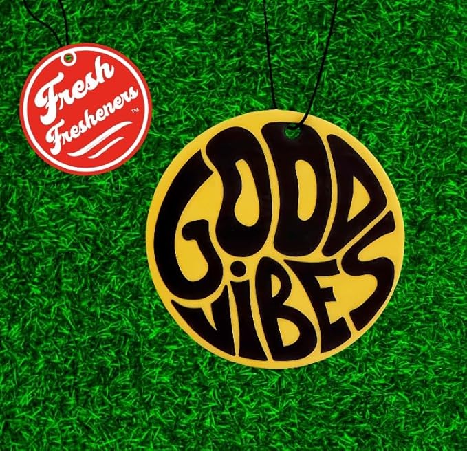 Cute and Funny Fresh Fresheners 4 Pack Car Air Fresheners Scented with Premium Oils (Good Vibes)