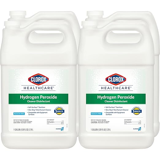 Clorox Healthcare Hydrogen Peroxide Cleaner Disinfectant Refill, Bleach Free, 128 Fluid Ounces, Pack of 4 (Package May Vary)