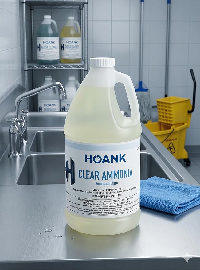 (Pack of 8) - Clear Ammonia Cleaner Liquid, Multi-Surface Cleaning Solution | Removes Grease, Hard Water Stains and Odors - Multipurpose Kitchen Bathroom and Commercial Use - 64Oz 8 Pack -Ready to Use