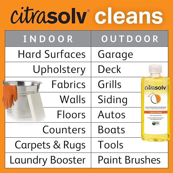 Citra Solv Concentrated Household Cleaner & Degreaser - Valencia Orange Scent - 8 Fl Oz, Safe, Effective, and Versatile Cleaning Solution, Natural Ingredients Non Toxic, Biodegradable, Made in USA