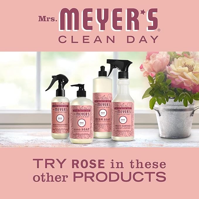Mrs. MEYER'S Variety, 1 Room Freshener, 8 OZ, 1 Liquid Dish Soap, 16 OZ, 1 Liquid Hand Soap,12.5 OZ, 1 Multi-Surface Cleaner 16 OZ, 1 CT (Rose)
