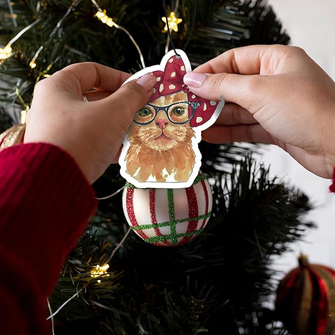 Funny Cat Car Air Freshener 4 Pcs, Cat Lover Mom Lady Gifts Hanging Air Freshener for Cars Closet Drawer Books, Cute Pet Kitten Car Accessories for Women Girls