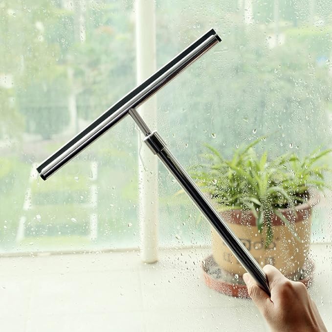 Kitchen Glass Cleaner, Adjustable Glass Wiper, Bathroom Mirror Brush, Stainless Steel Glass Wiper, Extendable Handle Stainless Steel Window Glass Cleaner Wiper Bathroom Mirror Brush