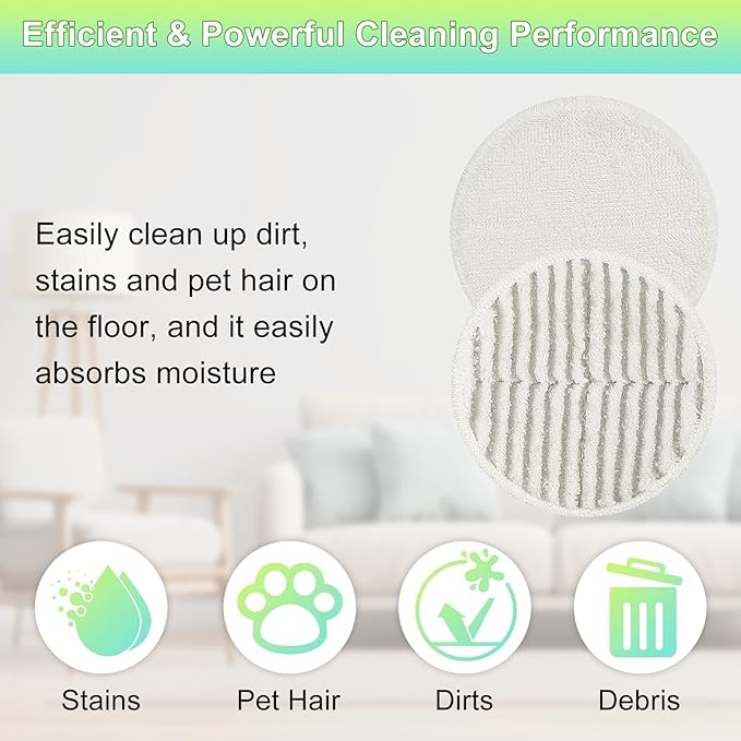 2124 Replacement Pads for Bissell Spinwave Spin Mop, 2 Scrubby Pads and 4 Soft Pads Compatible with Bisell Spinwave 2039 2039A 2039Q 2039T 2039W 20391 20395 20399 2307 23157 2315A Mop Pad Kit LUXRILIX