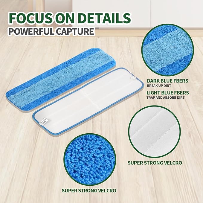 36 Pack Microfiber Cleaning Pads, Reusable Microfiber Mop Pads for 18 Inch Mop, Hardwood Floor Replacement Cleaning Mop Pads, Machine Washes
