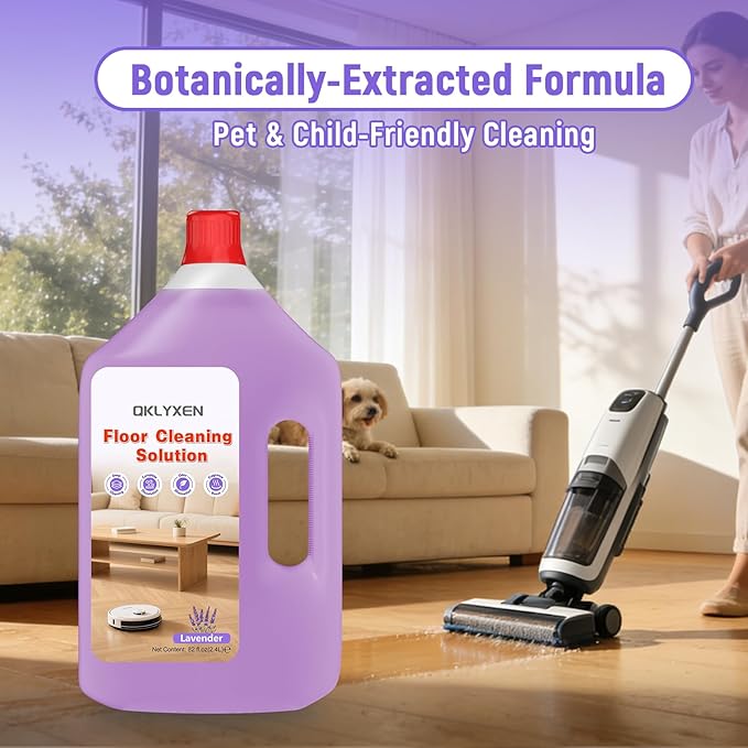 82FL OZ/2.42 L Lavender Scent Floor Cleaning Solution Compatible with Roborock Robot Vacuum (Qrevo/Q7/Q10/Saros 10R/F25), Floor Cleaner for All Robot Vacuums & Cordless Wet Dry Vacuum with Mopping