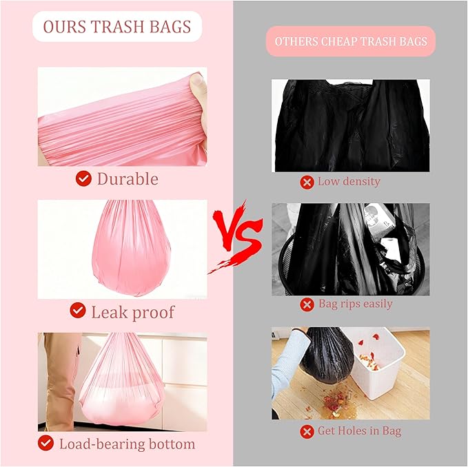 Small Trash Bags 4 Gallon: Colored Bathroom Trash Bags Unscented Small Garbage Bags Strong Leak-Proof Trash Liners or Office Bedroom - 120 Counts