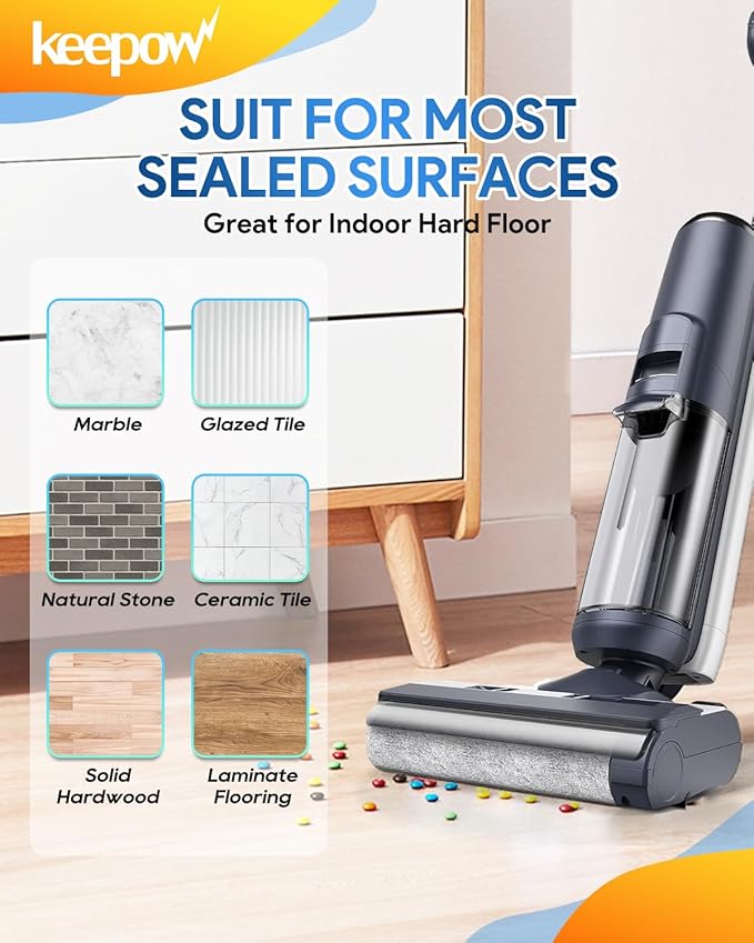 KEEPOW Vacuum Mop Replacement Compatible with Tineco Floor ONE S5 / iFLOOR 5 Breeze Complete Cordless Stick Vacuum, 1 HEPA Assembly & 1 Brush Roller & 500ml Solution Set (Not for S5 Combo Series)