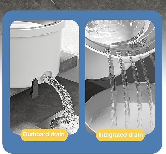 Spin Mop and Bucket Set with 2 microfibra Replaceable Mop Pads Self Separation Dirty and Clean Water System with Self Wringing 360° Rotating Mop-Head for Hardwood Tile Marble Floors (Round)