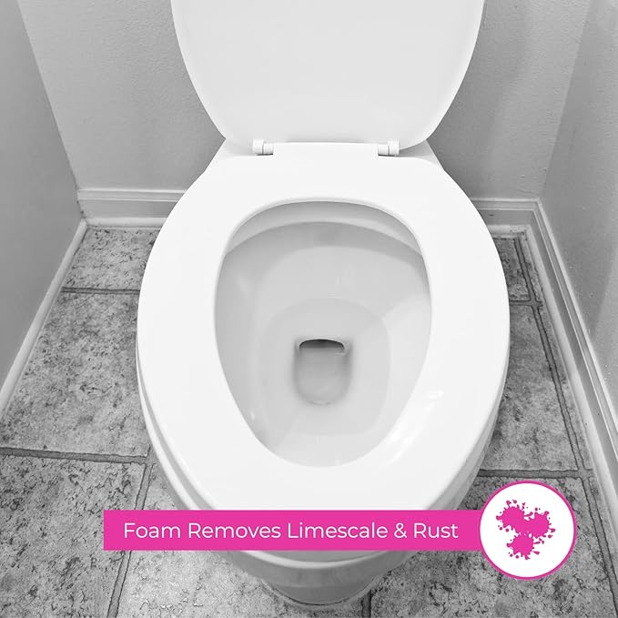 Astonish Foaming Pink Peony Toilet Bowl Cleaner - Deep Cleaning Limescale, Calcium & Rust - No Bottle, Removes Hard Stains - Box of 8 Tablets