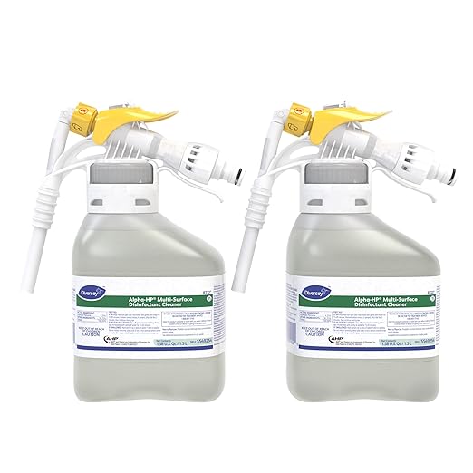 Diversey 5549254 Alpha-HP Multi-Surface Disinfectant Cleaner, Bactericidal & Virucidal Hydrogen Peroxide with Citrus Scent, Ready-to-Dispense (RTD) Concentrate, 1.5-Liter (Pack of 2)