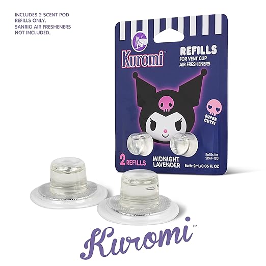 Hello Kitty Car Air Freshener Refills 2-Pack - Midnight Lavender Scent – Cute and Long-Lasting Car Accessories, Odor Eliminator, Fun Scents, 30 Days Freshness (2 Refills)