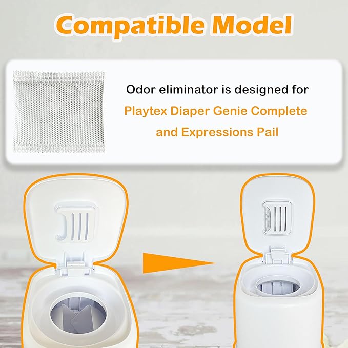 12 Pack Odor Removing Refills for Playtex Diaper Genie Complete and Expressions Pail, Diaper Pail Odor Absorber Carbon Filter Refills for Diaper Genie Systems