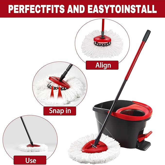 20 Pack Spin Mop Replacement Heads, Mop Replace Head Easywring 1-Tank System, Mop Head Replacement for Hardwood Floor Cleaning, Machine Washable and Easy to Replace