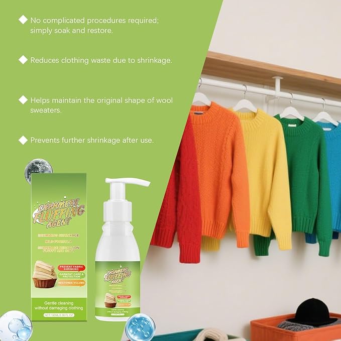 Organic Wool Care for Restoring Wool and Silk, Returns the natural elasticity to woolen fabrics Wool Sweater Shrinkage Repair & Restoration Solution