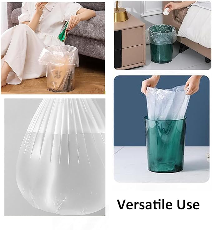 320 Count 8 Gallon Trash Bags Clear Medium Garbage Bags Strong, Leakage-Free,Unscented 30 Liter Thick for Bathroom, Office, Kitchen Waste Basket Trash Can (Clear, 8 Gallon-320 Count)