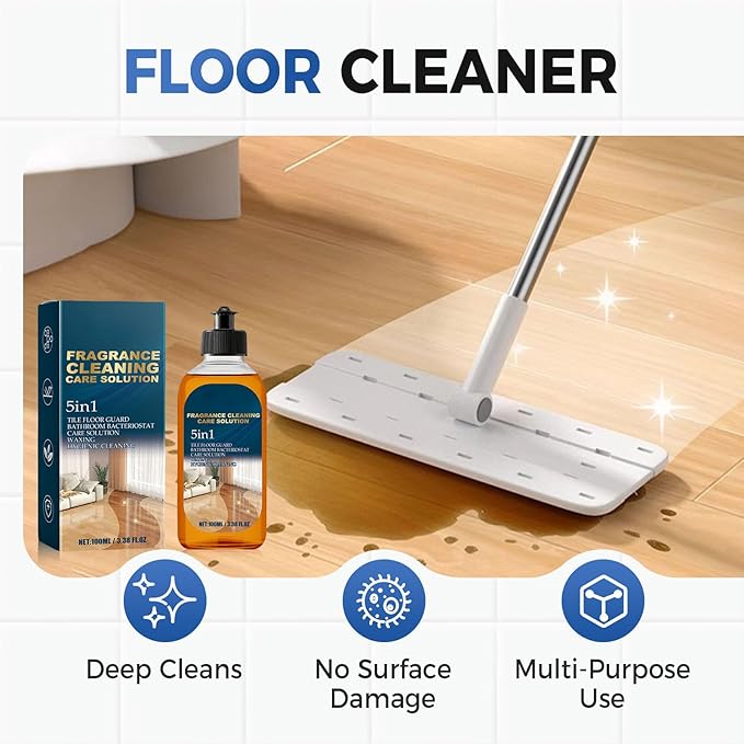 5 in 1 Floor Cleaner, 2025 New 5-in-1 Fragrance Cleaning Care Solution, Dual-Action Stain & Odor Remover for Hardwood Floors, Natural Shine for Mopping Home, Kitchen and Bathroom (3)