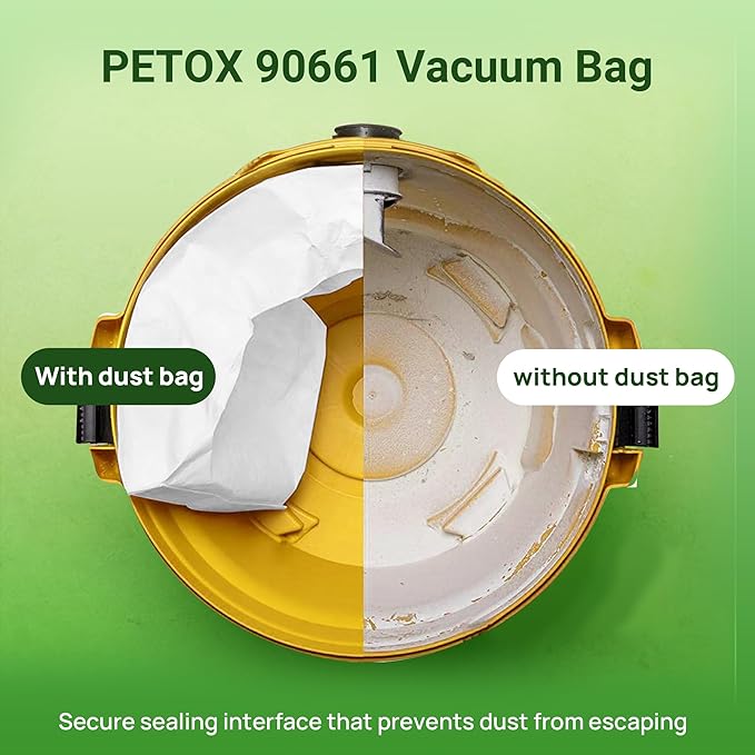 3 Pack Replacement for Shop Vac Bags 5-8 Gallon，Type E 90661 9066133, Type H 90671 9067133, VF2004, VHBS, VDBS, PETOX High-Efficiency Disposable Vaccum Collection Filter Bags