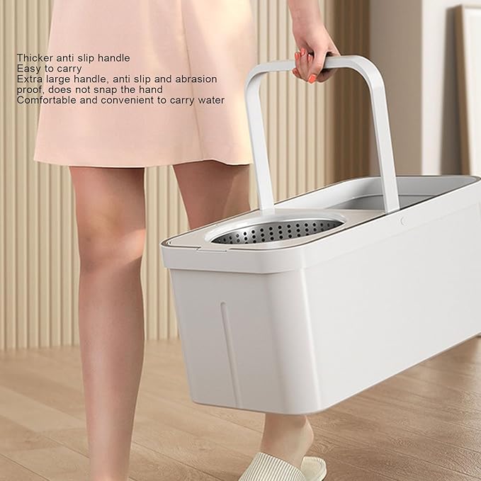 Spin Mop Bucket with Wringer Set, 360 Degree Spin Mop Bucket Floor System with Microfiber Mopping Head and Wringer Mechanism, Suitable for Floor