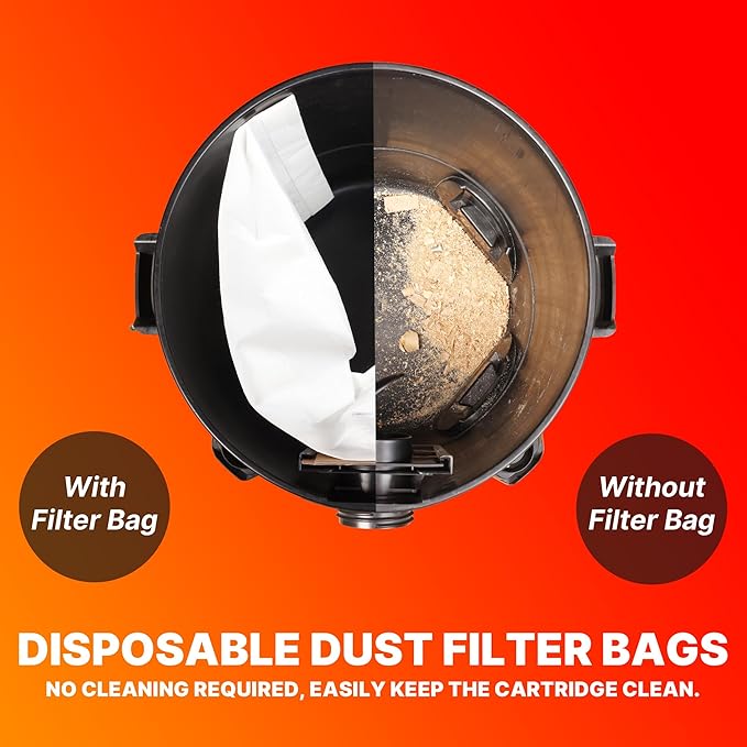 Shop-Vac 9066133 Disposable Filter Bags, Fits 5-9 Gallon Vacs, For Dry Pick-Up Only, White Paper, (3-Pack)